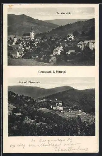 AK Gernsbach i. Murgtal, Totalansicht, Schloss Eberstein