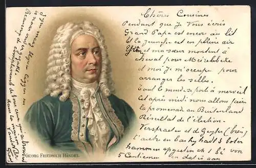 AK Portrait von Komponist Georg Friedrich Händel