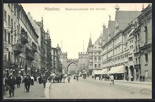 AK München, Neuhauserstrasse mit demn Karlstor