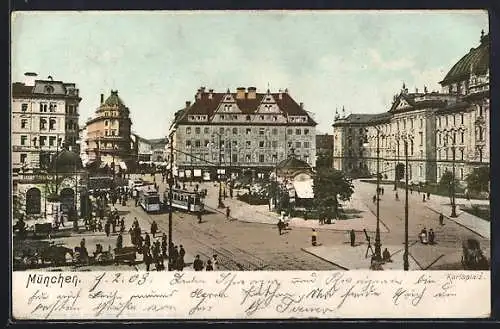 AK München, Karlsplatz mit Strassenbahnen, von oben gesehen