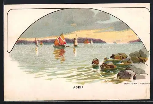 Künstler-AK Adria, Segelboote auf dem Meer