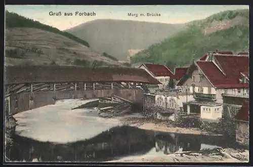 AK Forbach, Murg mit Holzbrücke von 1778