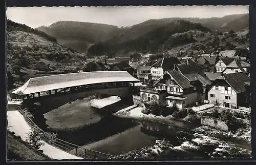 AK Forbach /Murgtal, Ortsansicht mit Brücke aus der Vogelschau