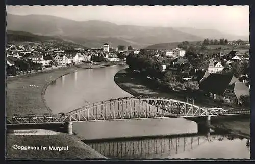 AK Gaggenau /Murgtal, Ortsansicht mit Murgbrücke aus der Vogelschau