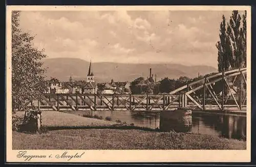 AK Gaggenau /Murgtal, Brücke mit Ortspanorama