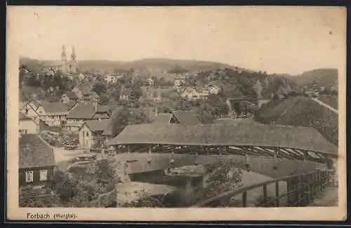 AK Forbach /Murgtal, Ortsansicht mit Murgbrücke aus der Vogelschau