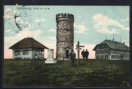 AK Feldberg / Schwarzwald, Gasthaus zum Feldbergturm mit Wegweiser