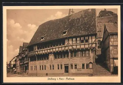 AK Stolberg /Harz, Rathaus mit Strasse