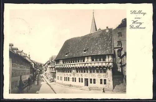 AK Stolberg im Harz, Rathaus mit Strasse