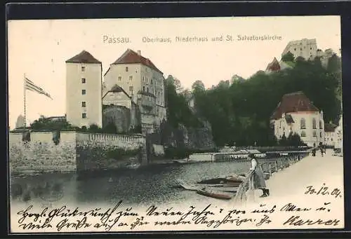 AK Passau, Oberhaus, Niederhaus und St. Salvatorskirche