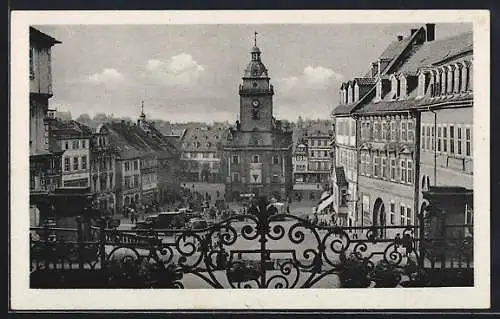 AK Gotha, Markt mit Rathaus