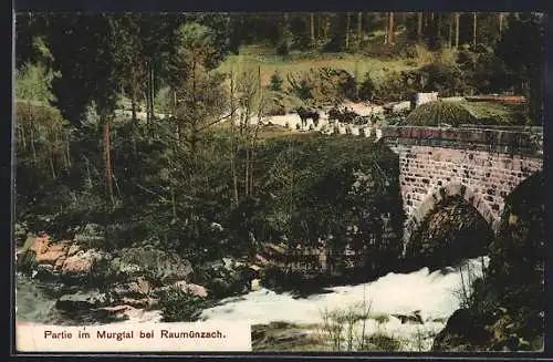 AK Raumünzach, Partie im Murgtal, mit Brücke