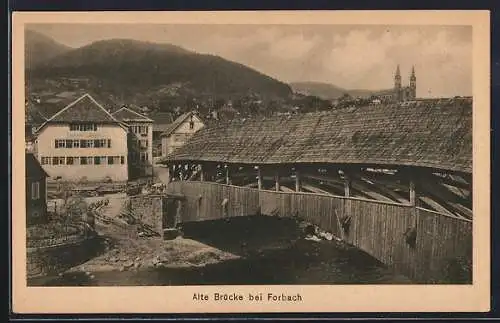 AK Forbach, Alte Brücke, Im Hintergrund Kirche