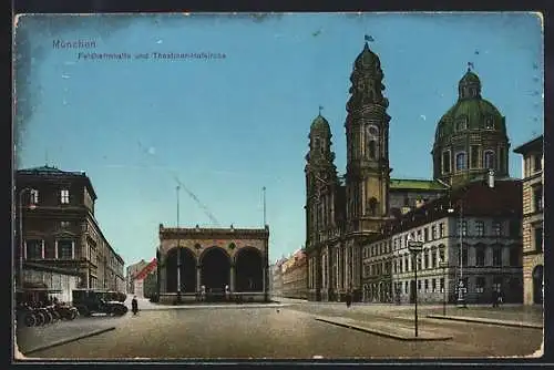 AK München, Feldherrnhalle und Theatiner-Hofkirche