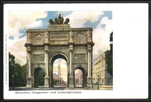 AK München, Siegestor und Ludwigstrasse