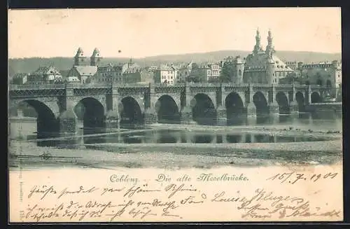 AK Coblenz, Alte Moselbrücke