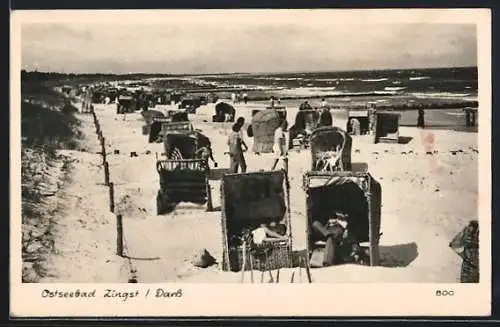 AK Zingst /Darss, Strand mit Strandkörben