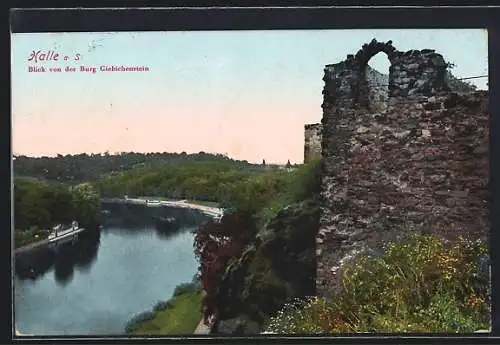 AK Halle a. S., Blick von der Burg Giebichenstein