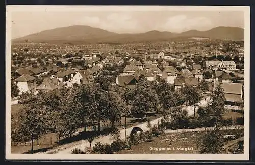 AK Gaggenau /Murgtal, Ortsansicht mit Strasse und Bergpanorama