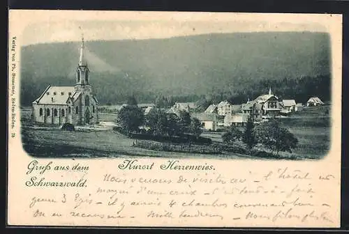 AK Herrenwies /Schwarzwald, Totalansicht mit Kirche