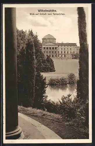 AK Wilhelmshöhe, Blick auf Schloss vom Tempelchen