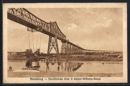 AK Rendsburg, Hochbrücke über den Kaiser-Wilhelm-Kanal