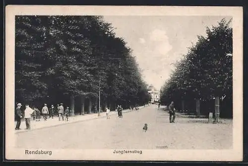 AK Rendsburg, Jungfernstieg, Allee mit Promenade