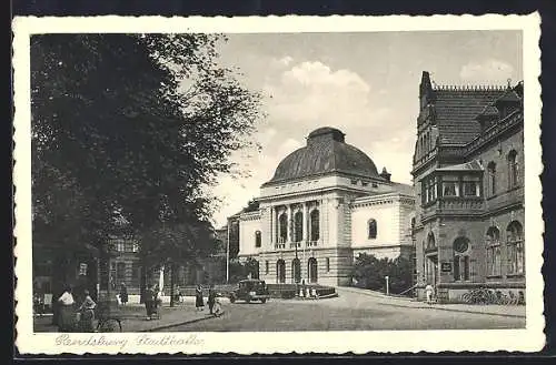 AK Rendsburg, Stadthalle mit Strasse