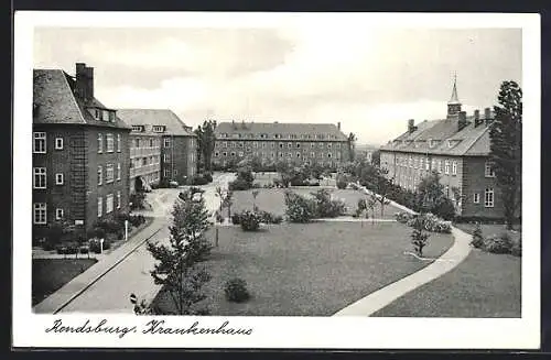 AK Rendsburg, Krankenhaus mit Anlagen aus der Vogelschau