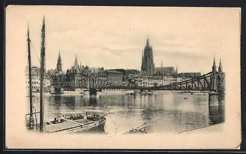 AK Frankfurt a. M., Stadtpanorama mit Brücke