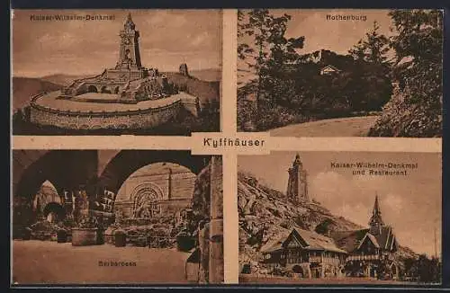 AK Kyffhäuser, Kaiser-Wilhelm-Denkmal und Restaurant, Barbarossa