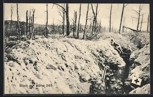 AK Soldaten im Schützengraben im Winter, Blick auf Höhe 285