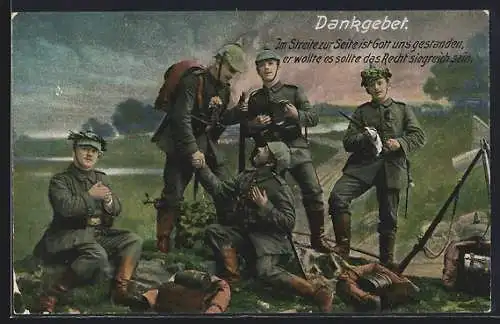 AK Soldaten in Uniform beim Dankgebet, Propaganda