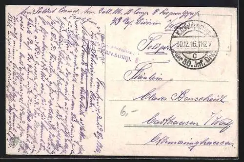 AK Soldaten in Uniform an der Kochstelle, Neujahrsgruss