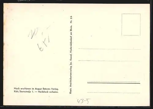 AK Der Pötze Fuss!, August Batzem singt 1949 zu Fasching