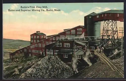 AK Butte, MT, Buttes First Zinc Mill, Butte and Superior Mining Co.