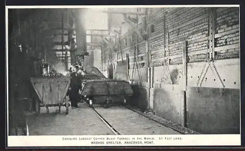 AK Anaconda, MT, Washoe Smelter, Charging Largest Copper Blast Furnaces in the World