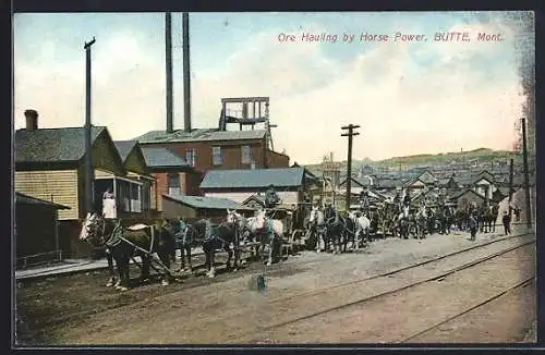 AK Butte, MT, Ore Hauling by Horse Power