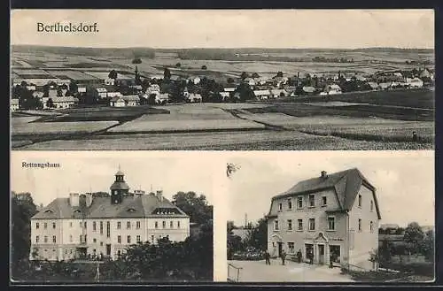 AK Berthelsdorf / Herrnhut, Rettungshaus, Geschäft, Panorama