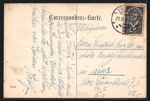 AK Gmunden, Hochwasser in der Theatergasse 1899