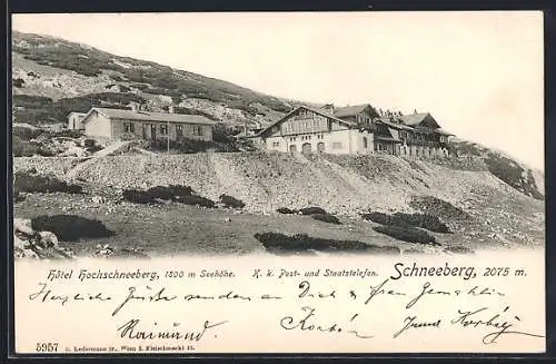 AK Puchberg am Schneeberg, Hotel Hochschneeberg, K. k. Post- und Staatstelefon