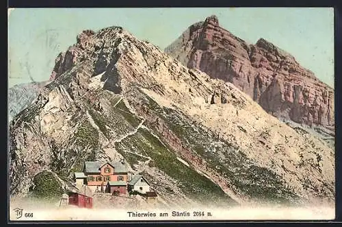 AK Urnäsch, Thierwies am Säntis, Blick zum Gasthaus