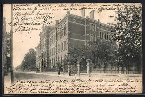 AK Weimar / Thür., Strassenpartie am Gymnasium