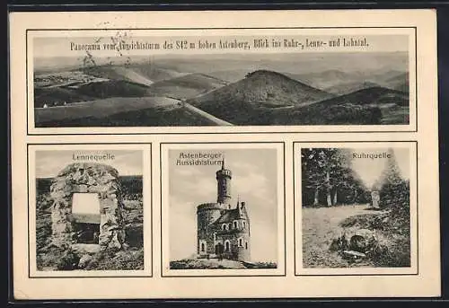 AK Winterberg / Westf., Lennequelle, Astenberger Aussichtsturm, Ruhrquelle