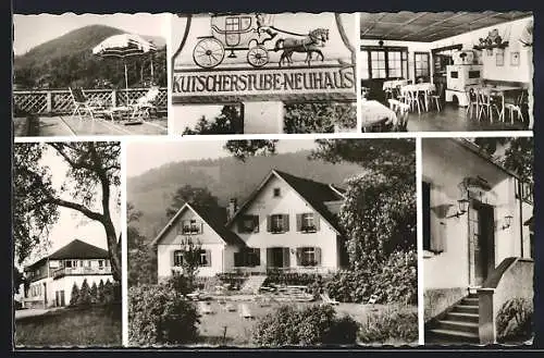 AK Neuhaus /Staufenberg an der Waldstr., Höhengasthaus Kutscherstube, Innenansicht, Terrasse