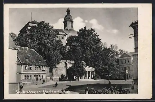 AK Sondershausen / Thüringen, Markt mit Schloss