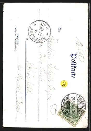 Künstler-AK Freiberg / Sa., Bergleute auf dem Weg in die Grube