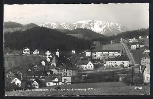 AK Grünbach /N. Oe., Teilansicht mit Schneeberg