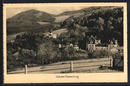 AK Küb am Semmering, Ortspartie mit Zaun