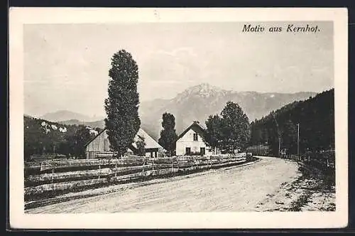 AK Kernhof, Strassenpartie mit Bergen